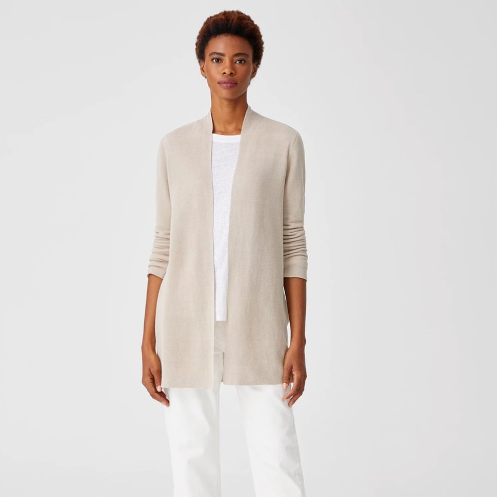 Eileen Fisher Linen Cotton Open Cardigan